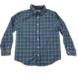 Gymboree Boys Plaid Button Down Long Sleeve Shirt Size M (7-8) Blue